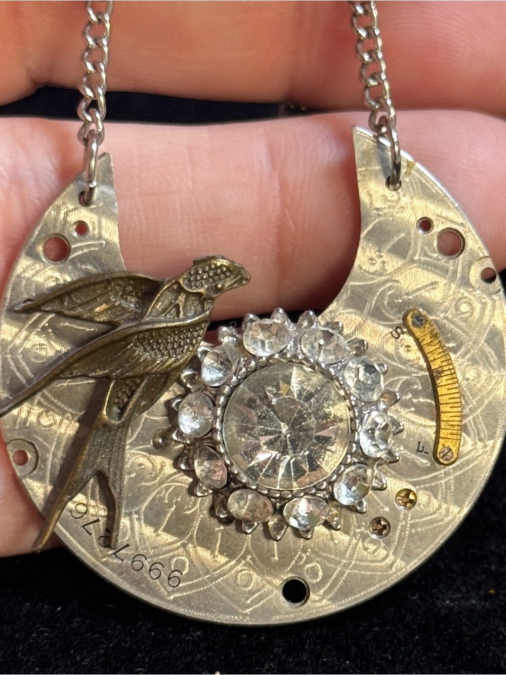 Steampunk Inspired Statement Necklace Made from Old Pocketwatch